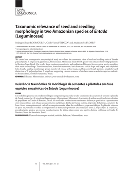 Taxonomic Relevance of Seed and Seedling Morphology in Two Amazonian Species of Entada (Leguminosae)