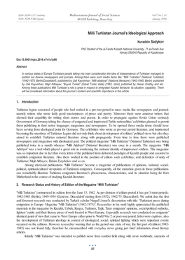 Milli Turkistan Journal's Ideological Approach