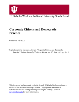 Corporate Citizens and Democratic Practice