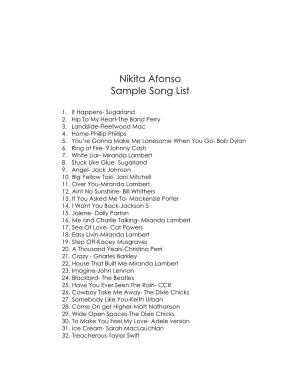 Nikita Afonso Song List