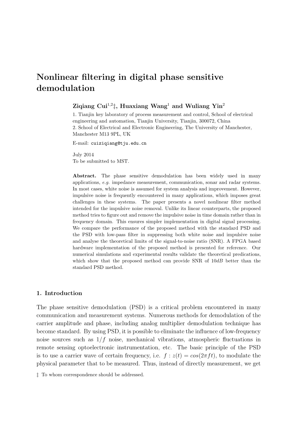 Nonlinear Filtering in Digital Phase Sensitive Demodulation