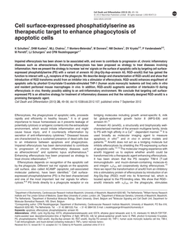 Cell Surface-Expressed Phosphatidylserine As Therapeutic Target to Enhance Phagocytosis of Apoptotic Cells