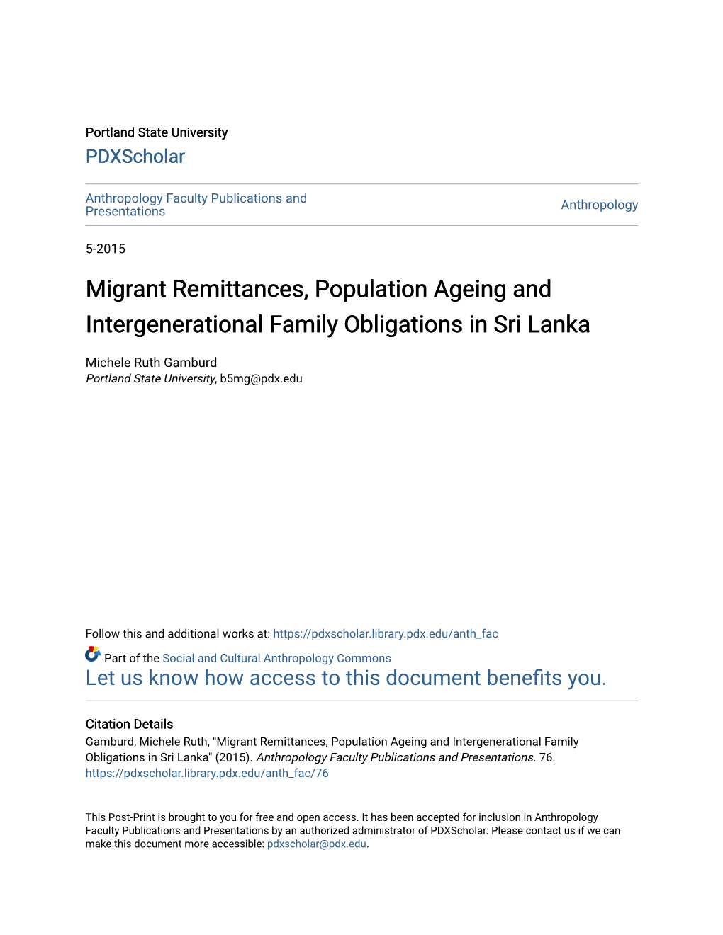 Migrant Remittances, Population Ageing and Intergenerational Family Obligations in Sri Lanka