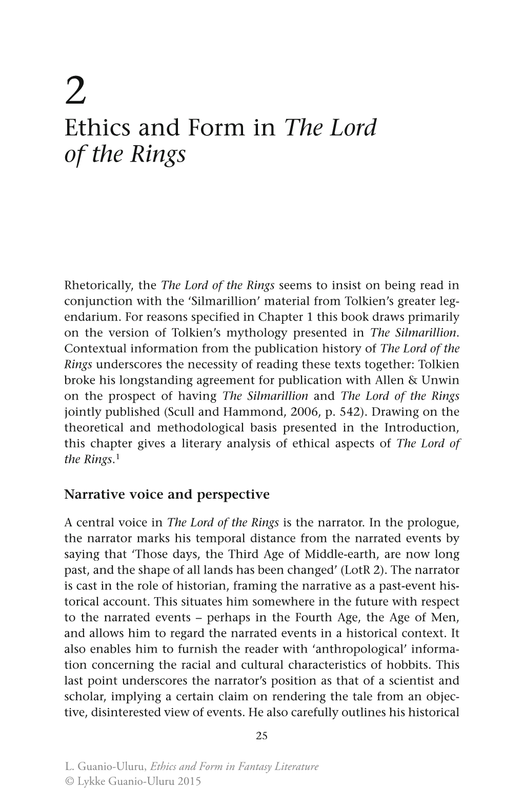 Ethics and Form in the Lord of the Rings