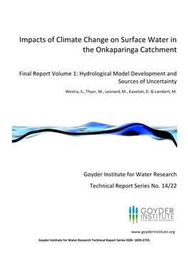Impacts of Climate Change on Surface Water in the Onkaparinga Catchment