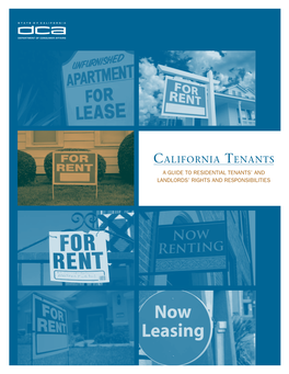 California Tenants a Guide to Residential Tenants' and Landlords