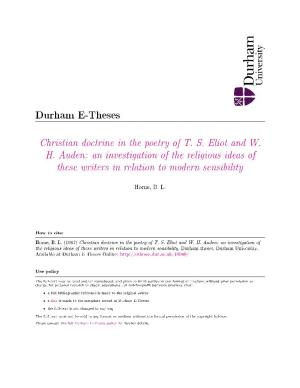Christian Doctrine in the Poetry of TS Eliot and W. H. Auden