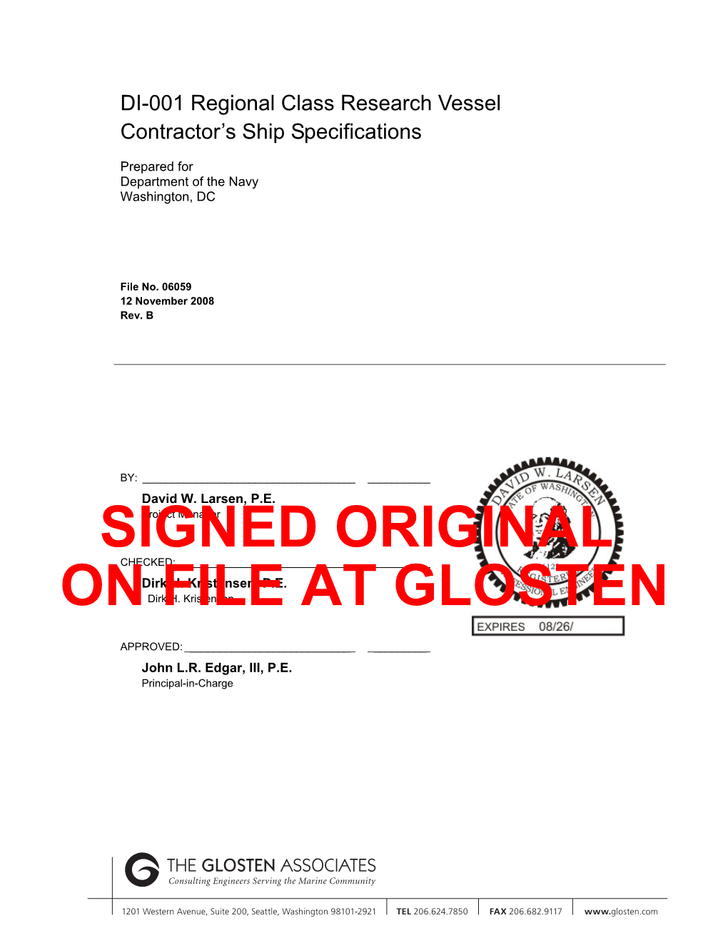 Glosten Ship Specifications