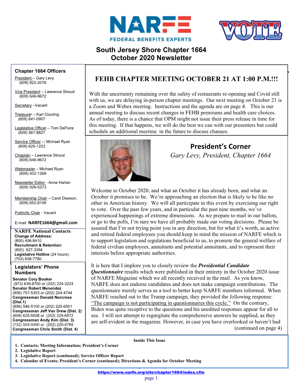 Ch 1664 Newsletter Oct 2020