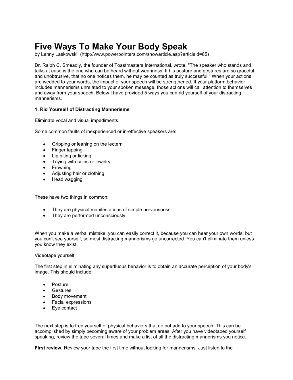 Five Ways To Make Your Body Speak