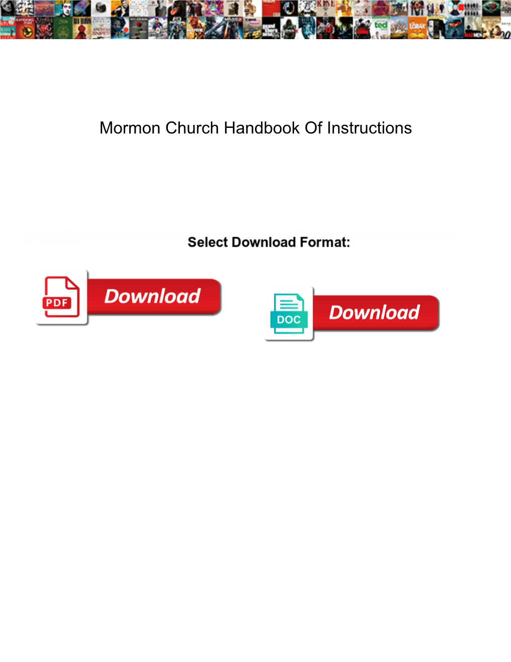 Mormon Church Handbook of Instructions