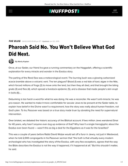 Pharoah Said No. You Won't Believe What God Did Next. | Huffpost