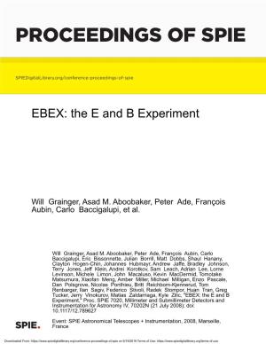 EBEX: the E and B Experiment
