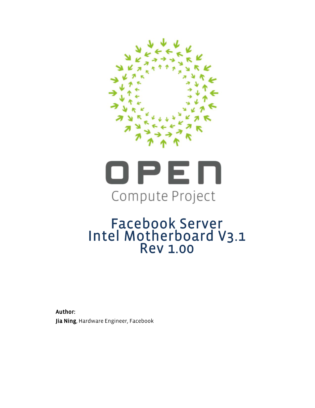 Facebook Server Intel Motherboard V3.1 Rev 1.00