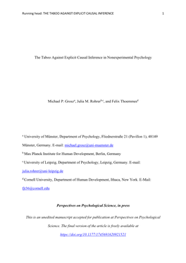 The Taboo Against Explicit Causal Inference in Nonexperimental Psychology