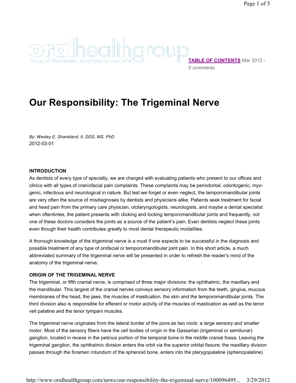 The Trigeminal Nerve