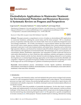 Electrodialysis Applications in Wastewater Treatment for Environmental Protection and Resources Recovery: a Systematic Review on Progress and Perspectives