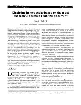Discipline Homogeneity Based on the Most Successful Decathlon Scoring Placement