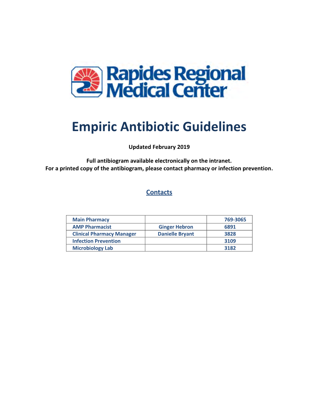 Empiric Antibiotic Guidelines