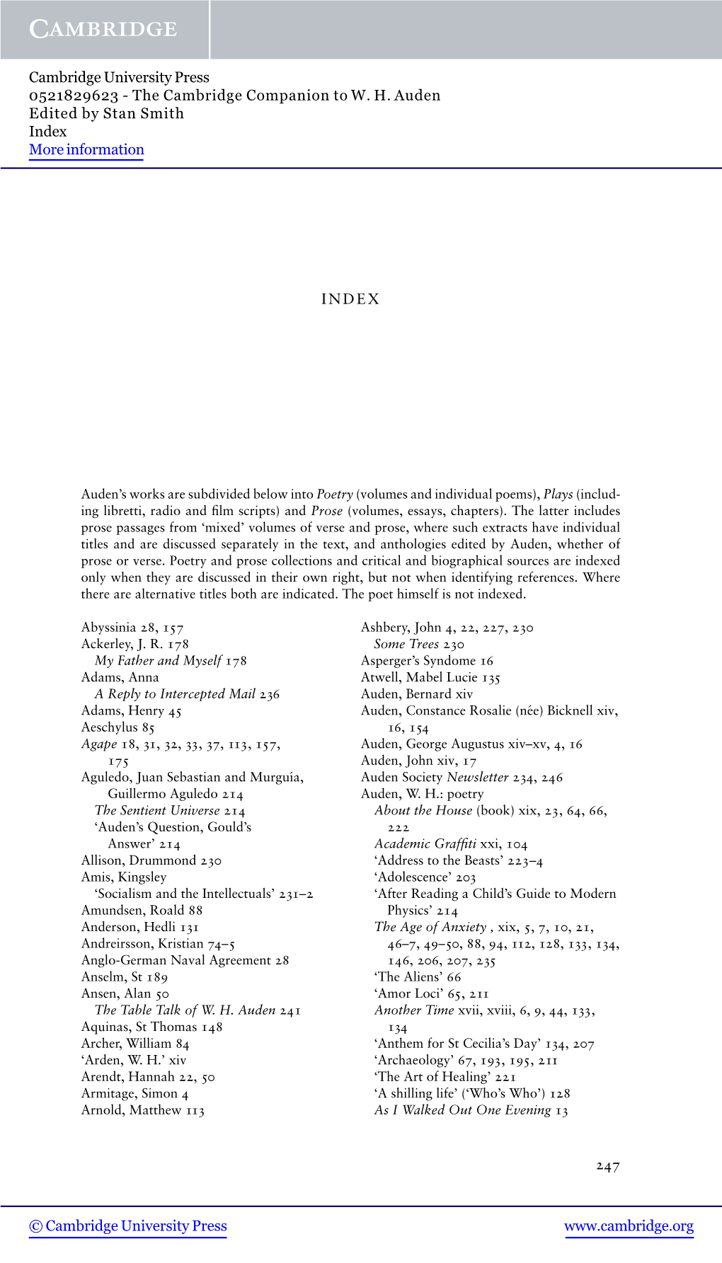 The Cambridge Companion to W. H