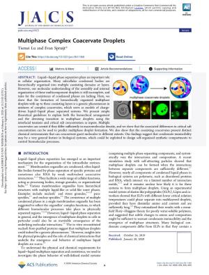 Multiphase Complex Coacervate Droplets Tiemei Lu and Evan Spruijt*
