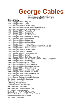 George Cables Discography