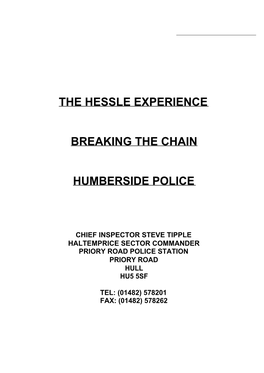 The Hessle Experience Breaking the Chain