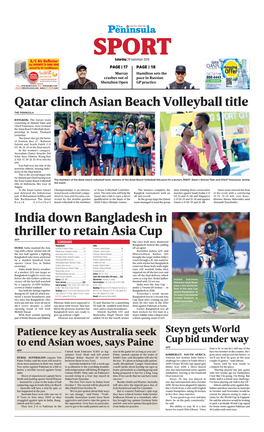 Qatar Clinch Asian Beach Volleyball Title India Down Bangladesh In