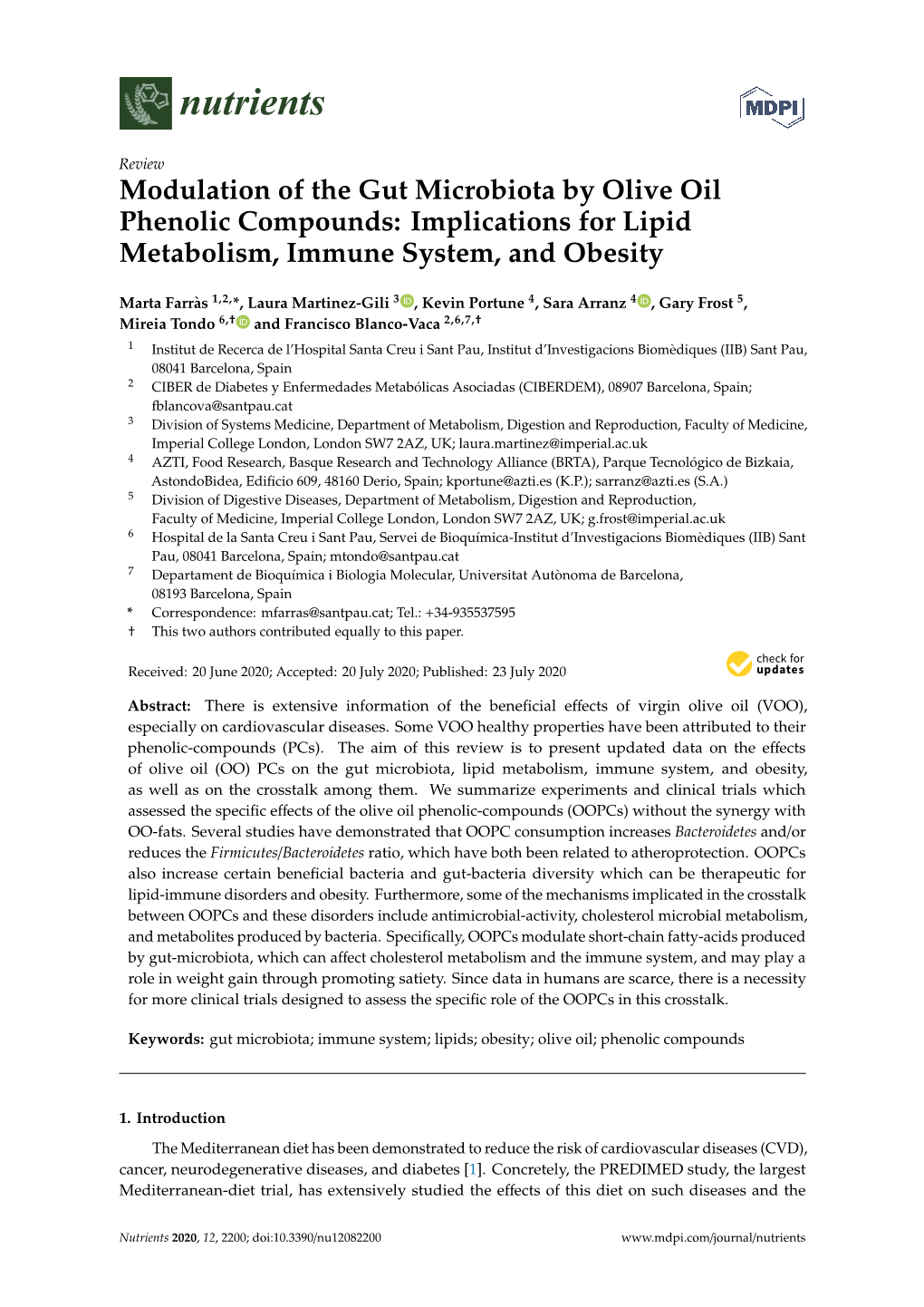 Modulation of the Gut Microbiota by Olive Oil Phenolic Compounds: Implications for Lipid Metabolism, Immune System, and Obesity