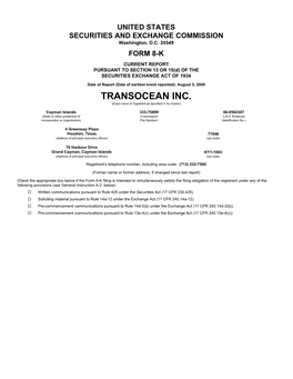 TRANSOCEAN INC. (Exact Name of Registrant As Specified in Its Charter)