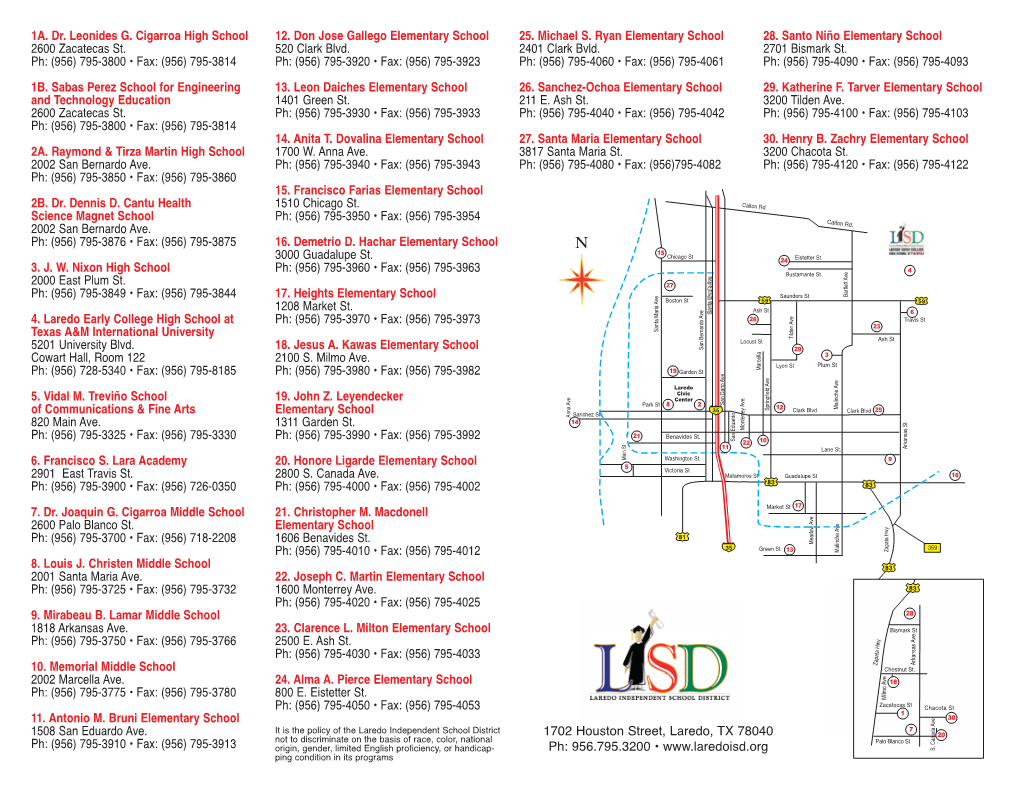 1A. Dr. Leonides G. Cigarroa High School 2600 Zacatecas St. Ph