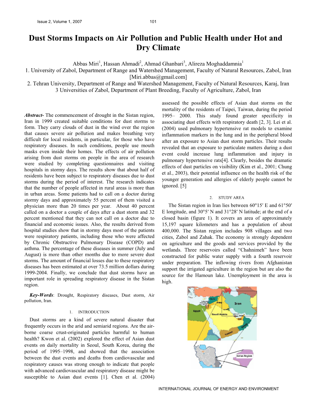 Dust Storms Impacts on Air Pollution and Public Health Under Hot and Dry Climate