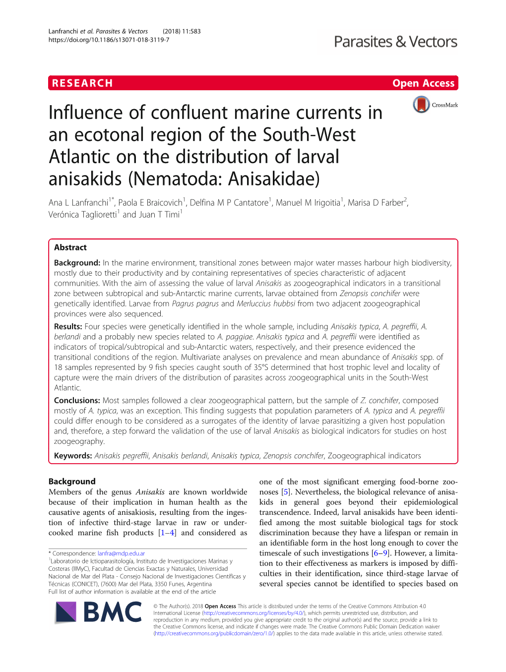 Influence of Confluent Marine Currents in an Ecotonal