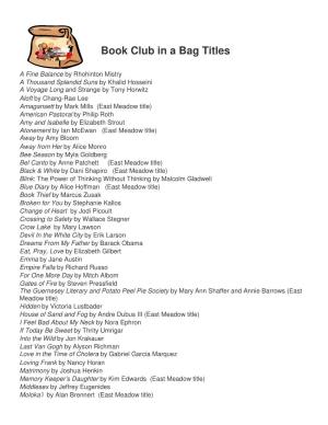 Book Club in a Bag Titles