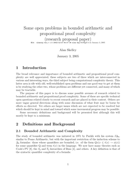 Some Open Problems in Bounded Arithmetic and Propositional Proof Complexity (Research Proposal Paper)