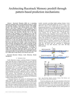 Architecting Racetrack Memory Preshift Through Pattern-Based Prediction Mechanisms