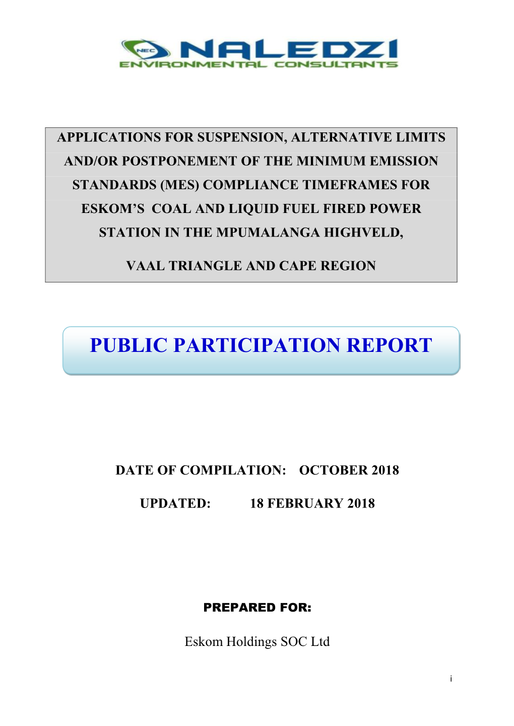 Public Participation Report