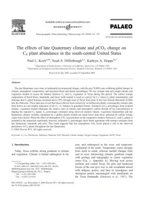The Effects of Late Quaternary Climate and Pco2 Change on C4 Plant Abundance in the South-Central United States Paul L