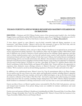 Tilman Fertitta Opens World Renowned Mastro's