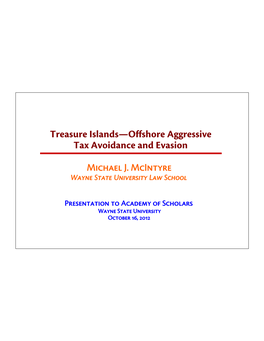 Treasure Islands—Offshore Aggressive Tax Avoidance and Evasion