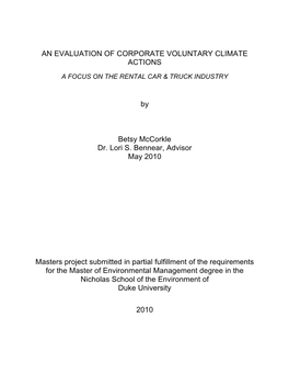 An Evaluation of Corporate Voluntary Climate Actions