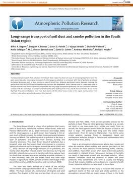 Long–Range Transport of Soil Dust and Smoke Pollution in the South Asian