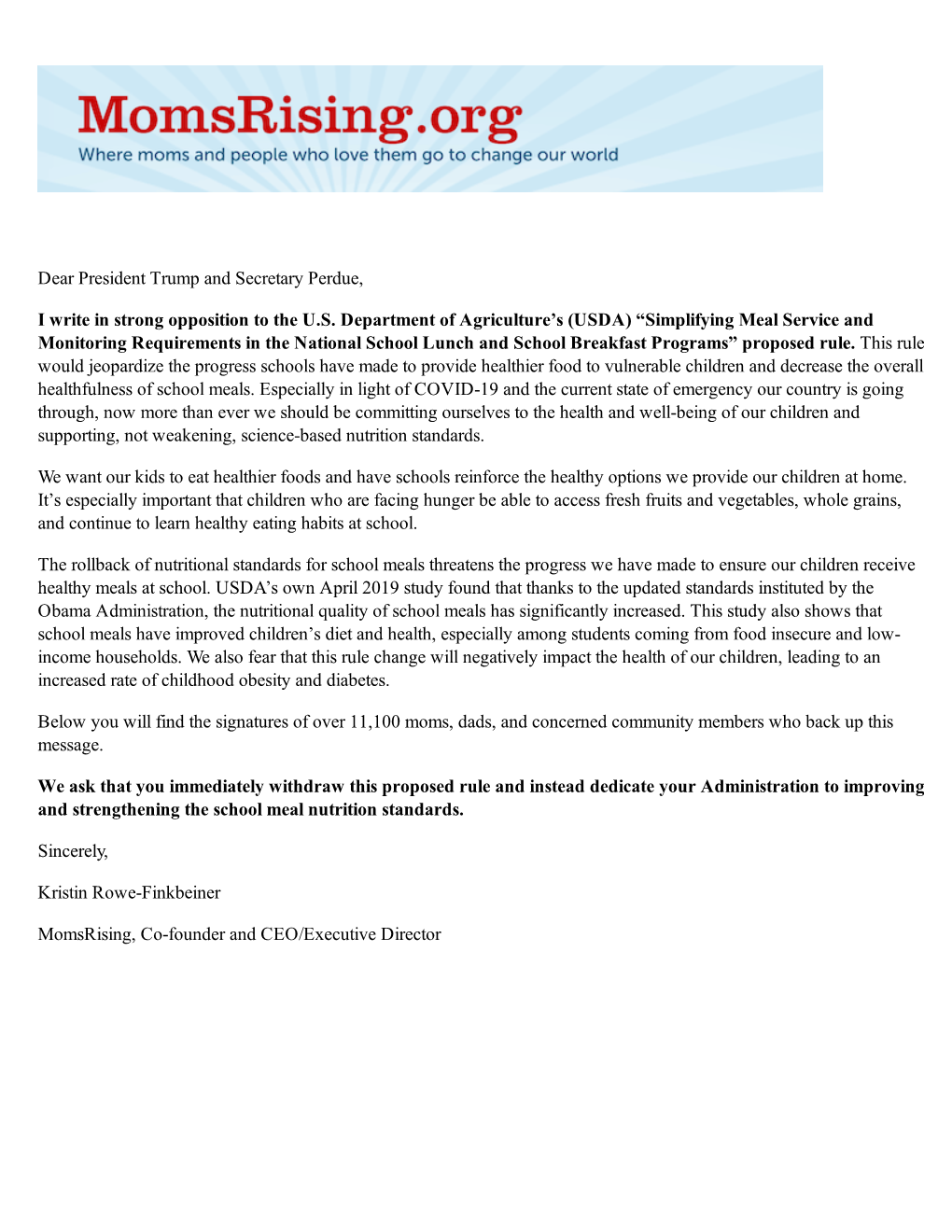 (USDA) “Simplifying Meal Service and Monitoring Requirements in the National School Lunch and School Breakfast Programs” Proposed Rule