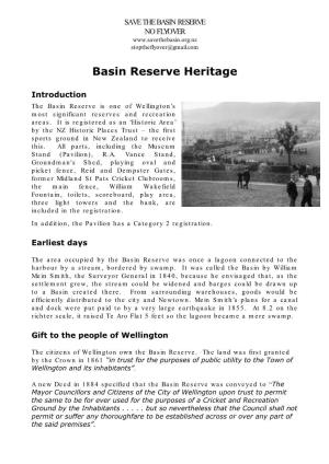 Basin Reserve Heritage Backgrounder