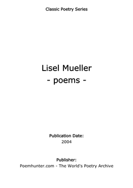 Lisel Mueller - Poems