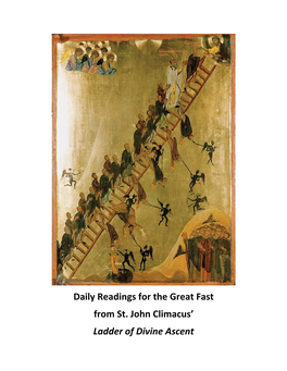Daily Readings for the Great Fast from St. John Climacus' Ladder Of