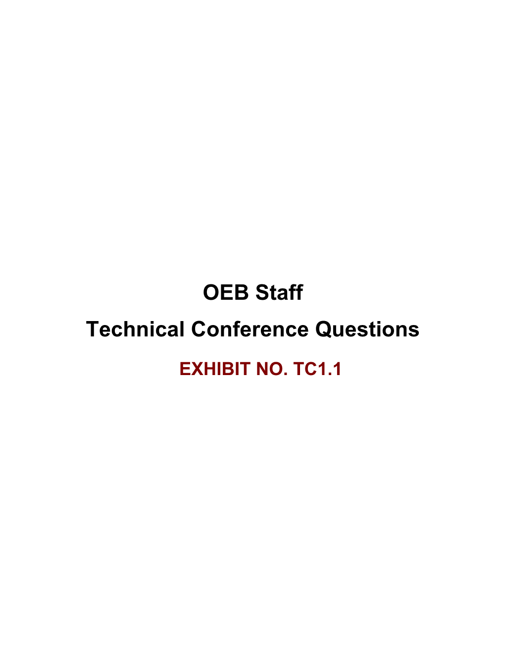OEB Staff Technical Conference Questions