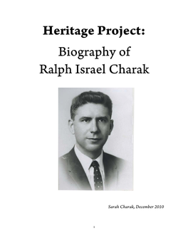 Biography of Ralph Israel Charak