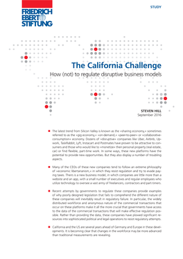 The California Challenge How (Not) to Regulate Disruptive Business Models
