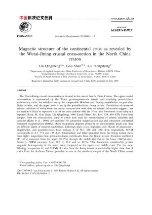 Magnetic Structure of the Continental Crust As Revealed by the Wutai-Jining Crustal Cross-Section in the North China Craton